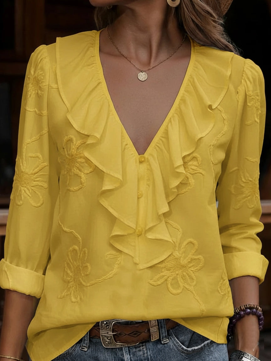 Lila™ | V-Neck Long Sleeve Top