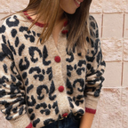 Sablelle Unique Brown Leopard Print Long Sleeve Cardigan
