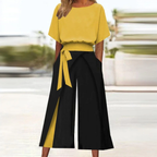 Sablelle Unique Round Neck Color Block Two Piece Set