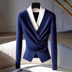 Sablelle Blue V-Neck Long Sleeve Sweater