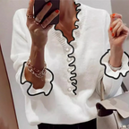 Sablelle Unique Trim V-Neck Long Sleeve Sweater