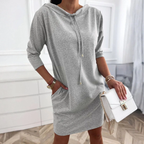 Sablelle Grey 3/4 Sleeve Plain Mini Dress