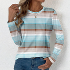 Sablelle Breezy Long Sleeve Striped Print Top