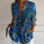 Sablelle Blue Collared Long Sleeve Top