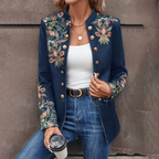 Sablelle Popular Floral Print Collarless Outerwear