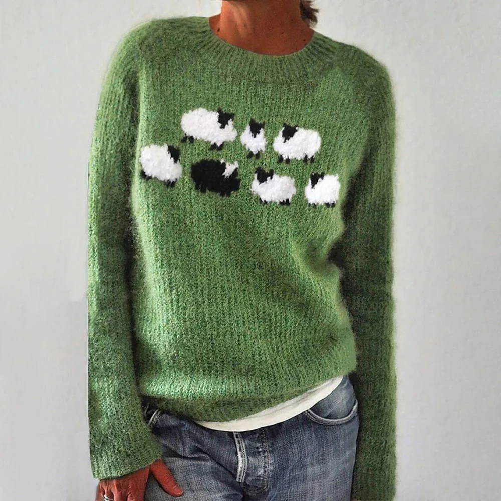 Sablelle Green Long Sleeve Print Sweater