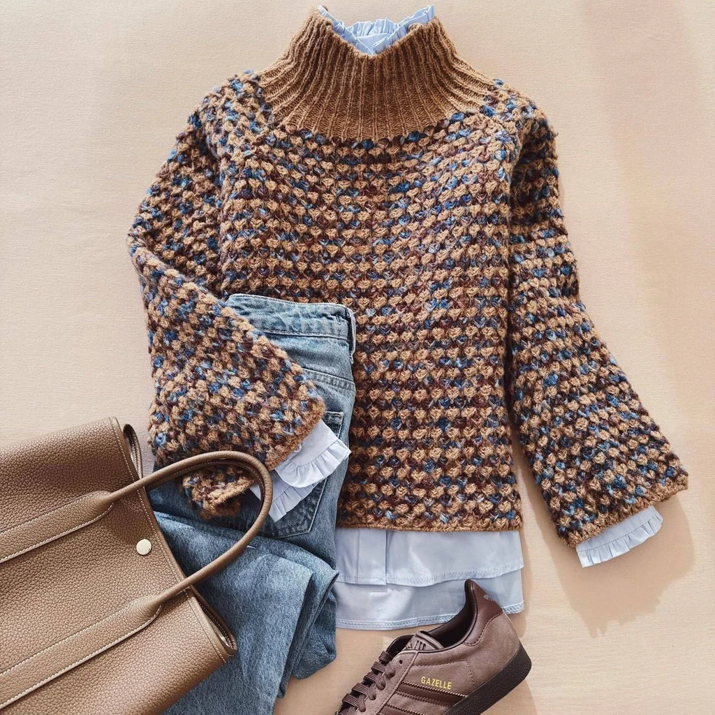 Sablelle Special Mock Neck Tan Sweater