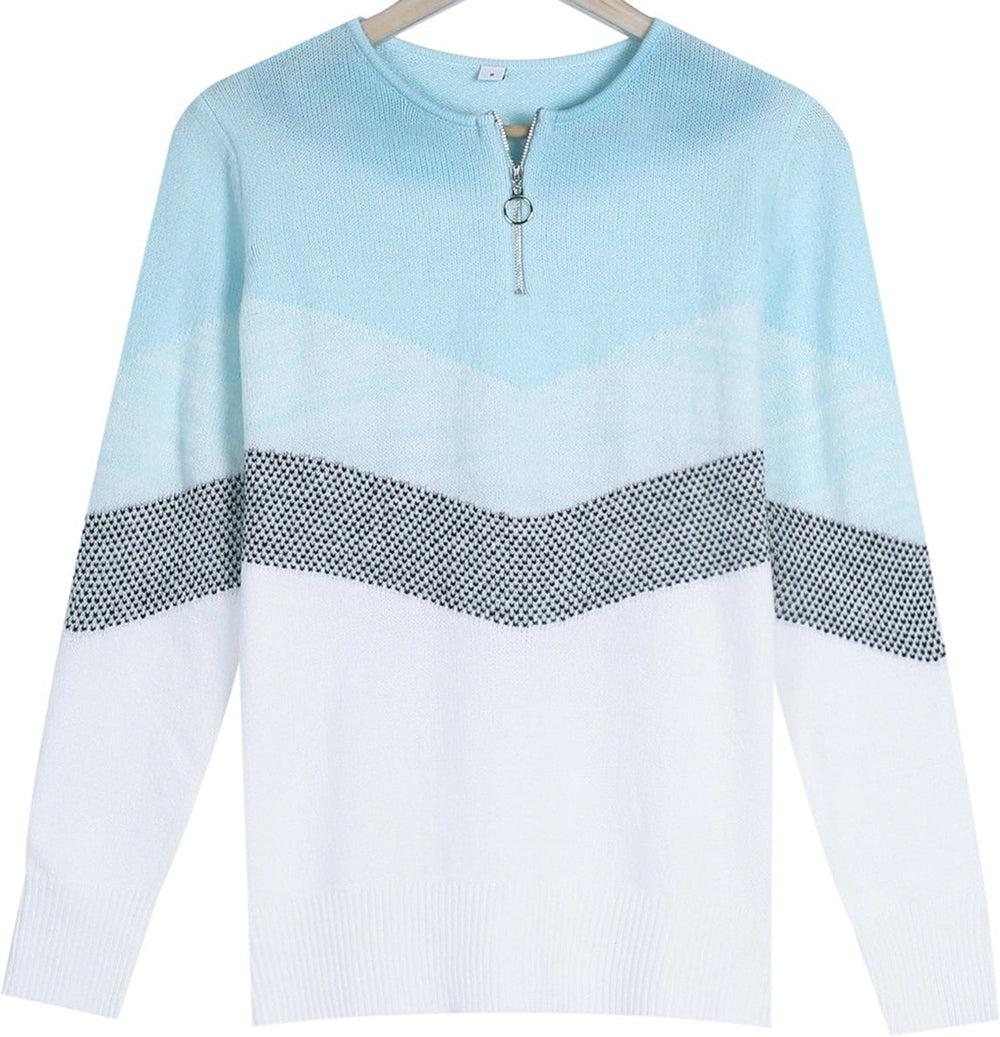 Sablelle Blue Skies Chevron Zipper Sweater