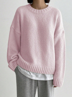 Sablelle Pink Plain Long Sleeve Round Neck Sweater