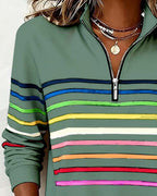 Maya™ | Striped Half-Zip Sweatshirt