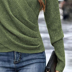 Sablelle Green Plain V-Neck Long Sleeve Sweater