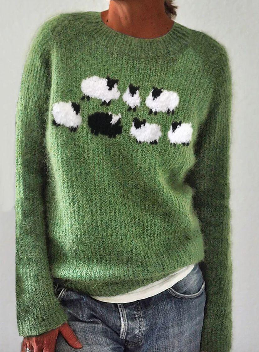 Sablelle Green Long Sleeve Print Sweater