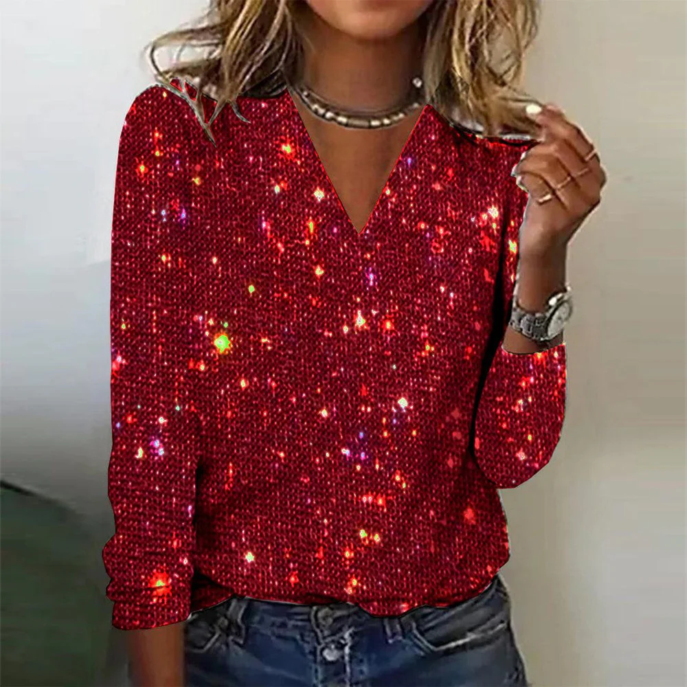 Sablelle Gorgeous V-Neck Sequined Top