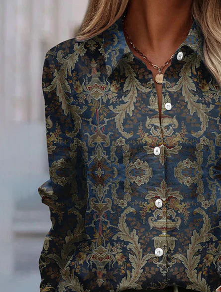 Sablelle Navy Collared Long Sleeve Shirt
