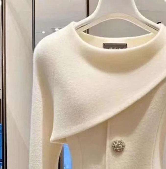 Sablelle Cozy White Plain Long Sleeve Sweater