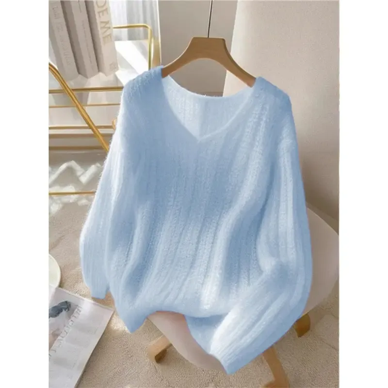 Sablelle Blue Long Sleeve Plain Sweater