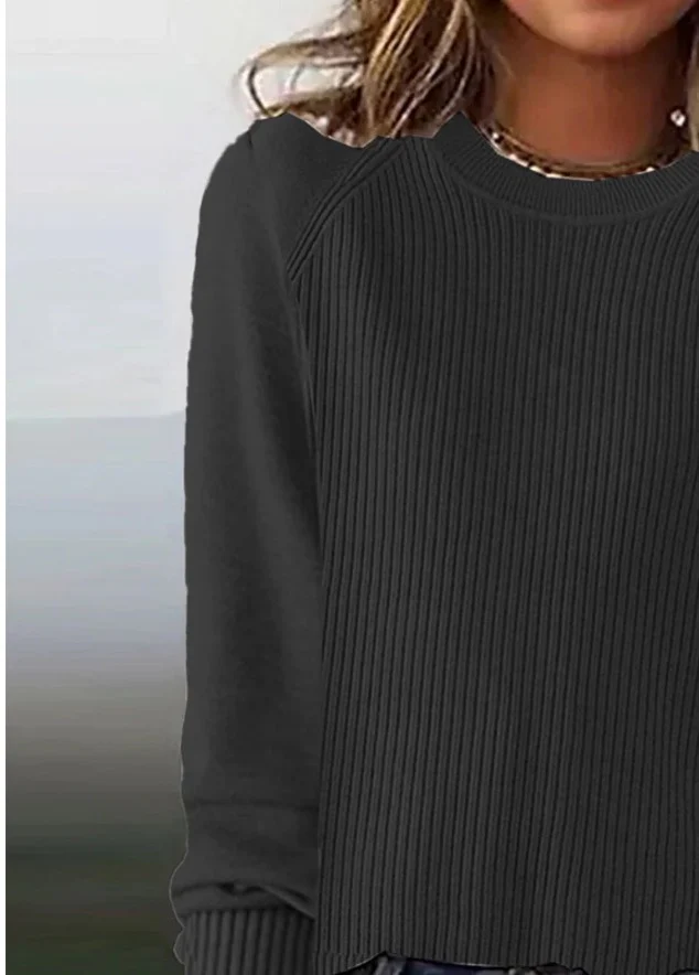 Sablelle Simple Plain Round Neck Sweater