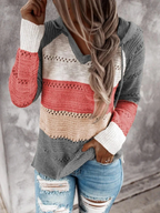 Sablelle Unique Color Block Print Hoodie Sweater