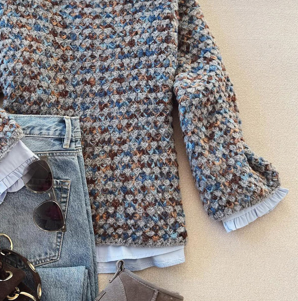 Sablelle Blue Long Sleeve Color Block Sweater