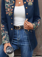 Sablelle Popular Floral Print Collarless Outerwear