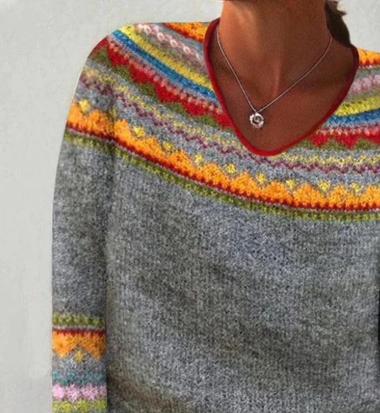 Sablelle Grey V-Neck Long Sleeve Sweater