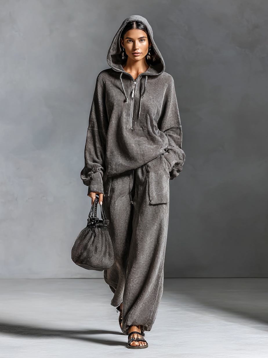 Emily™ | Casual Corduroy Hooded Sweatshirt And Pants Set