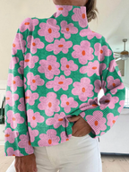 Mirellia™ | Floral High Collar Sweater