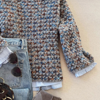 Sablelle Blue Long Sleeve Color Block Sweater