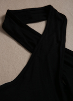Sablelle Jet Black Twisted High Halter Sleeveless Mini Dress
