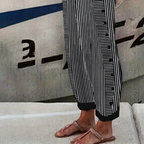 Sablelle Black Striped Print Side Pocket Pants