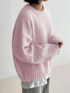 Sablelle Pink Plain Long Sleeve Round Neck Sweater