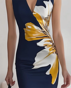 Sablelle Elegant Floral Print Sleeveless Maxi Dress