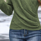 Sablelle Green Plain V-Neck Long Sleeve Sweater