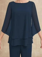 Sablelle Classy 3/4 Sleeve Plain Two Piece Set