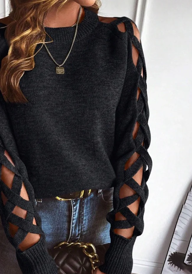 Sablelle Black Plain Long Sleeve Sweater
