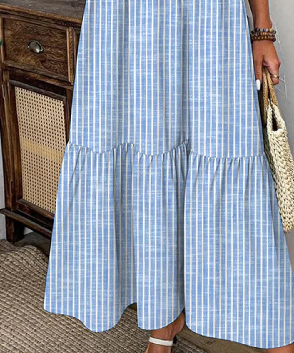 Sablelle Breezy Striped Print 3/4 Sleeve Maxi Dress