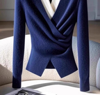 Sablelle Blue V-Neck Long Sleeve Sweater