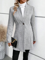 Sablelle Classy Print Collarless Long Sleeve Outerwear
