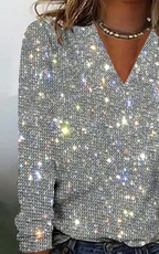 Sablelle Gorgeous V-Neck Sequined Top
