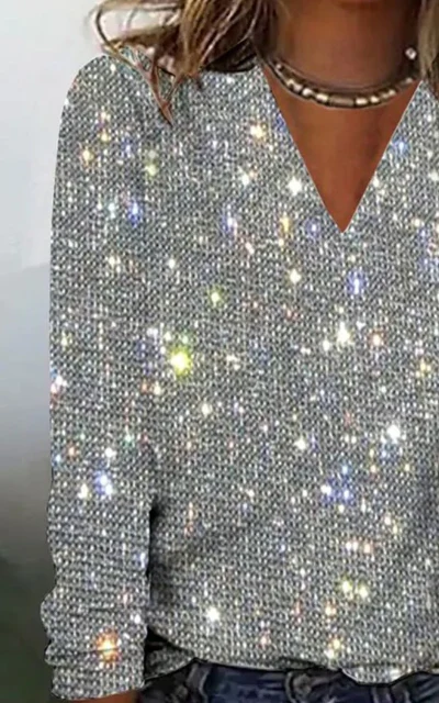 Sablelle Gorgeous V-Neck Sequined Top