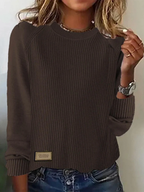 Sablelle Coffee Plain Round Neck Sweater