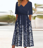 Sablelle Navy Side Pocket Short Sleeve Jumpsuit