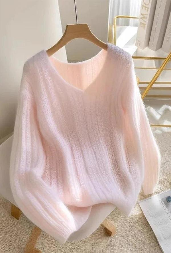Sablelle Pink Long Sleeve Plain Sweater