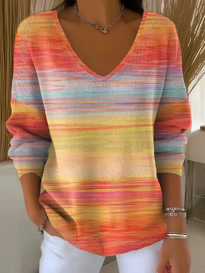 Sablelle Elegant V-Neck Long Sleeve Top