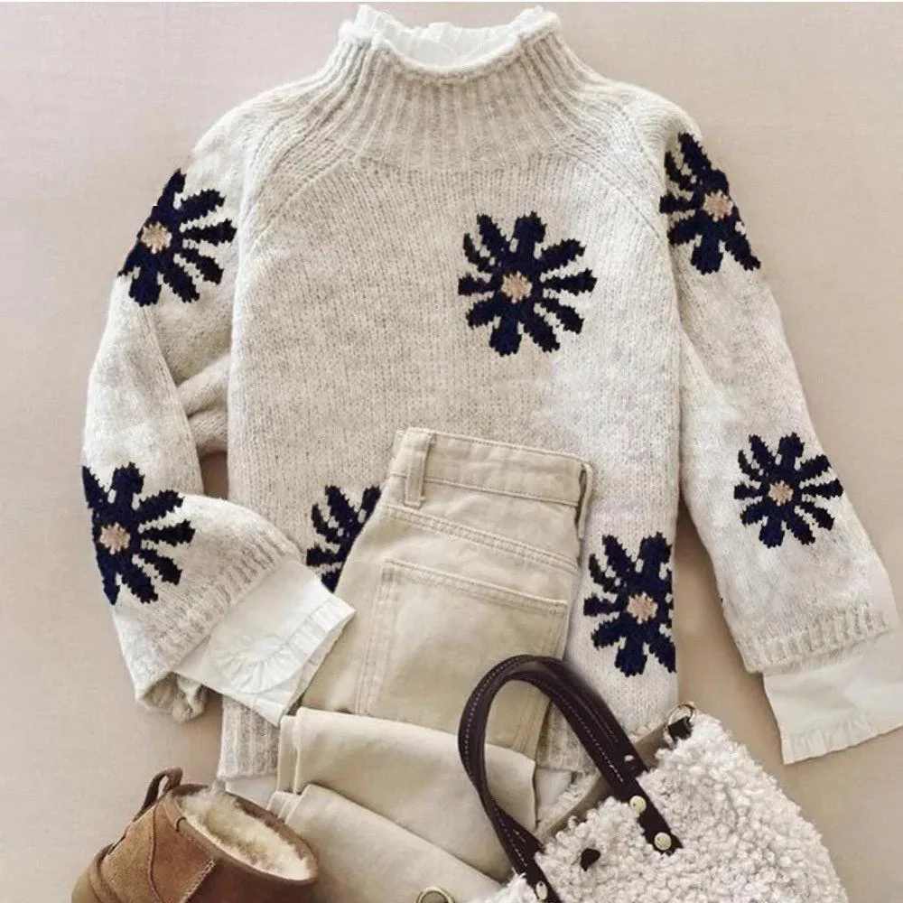 Sablelle Distinctive Mock Neck Long Sleeve Sweater