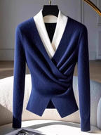 Sablelle Blue V-Neck Long Sleeve Sweater