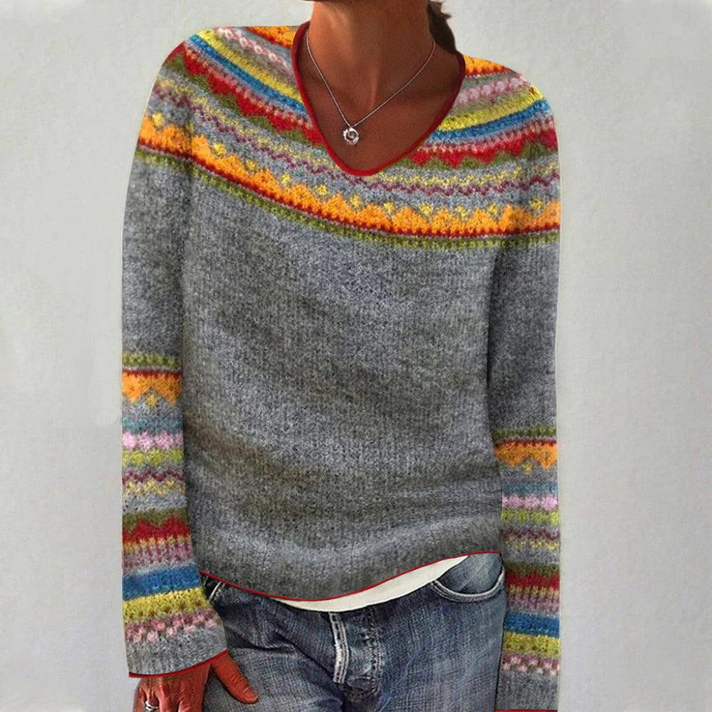 Sablelle Grey V-Neck Long Sleeve Sweater
