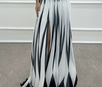 Sablelle Classy One Shoulder Striped Print Maxi Dress