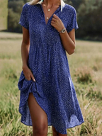 Sablelle Dreamy Blue Short Sleeve Midi Dress