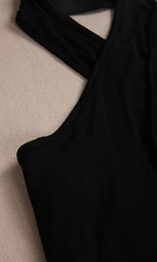 Sablelle Jet Black Twisted High Halter Sleeveless Mini Dress